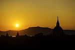 Sunset Over Pagodas Stock Photo