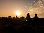 Sunset Over Religious Temples Stock Photo