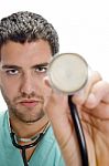 Surgeon Showing Stethoscope Stock Photo