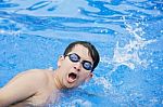 Swimmer Breathing Performing The Crawl Stroke Stock Photo