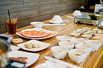 Table Full With Food Stock Photo