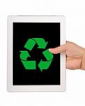 Tablet Computer With Recycle Symbol Stock Photo