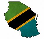 Tanzania Map On  Flag Drawing ,grunge And Retro Flag Series Stock Photo