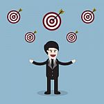 Target With Arrow And Businessman Presentation Stock Photo