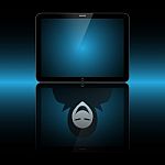 Technology Security Hacker Tablet Reflect Stock Photo