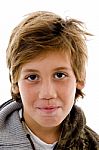 Teenage Boy Looking Forward Stock Photo