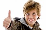 Teenage Boy Showing Thumbs Up Stock Photo