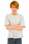 Teenage Boy With Arm crossed Stock Photo