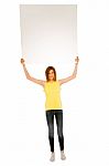 Teenage Girl holding Blank Board Stock Photo