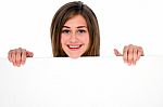 Teenage Girl Showing Blank Board Stock Photo