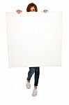 Teenage Girl Showing Blank Board Stock Photo