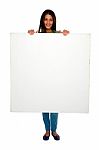 Teenage Girl Showing Blank Board Stock Photo