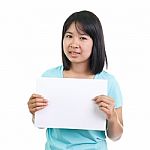 Teenage Girl Showing Blank Board Stock Photo