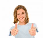 Teenage Girl Showing Thumbs Up Stock Photo