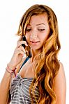 Teenage Girl Talking Over Cellphone Stock Photo