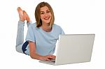 Teenage Girl Using Laptop Stock Photo