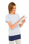 Teenage Girl Using Tablet Stock Photo