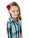 teenage Girl wearing rose On Head Stock Photo