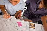 Teenage Student Learning Books Stock Photo