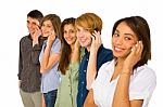 Teenagers Talking Over Phone Stock Photo