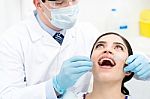 Teeth Checkup At Dentist Clinic Stock Photo