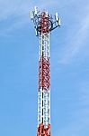 Telephone Pole With Blue Sky Stock Photo