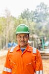 Thai Construction Site Worker Stock Photo