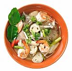 Thai Food Shrimp Soup With Mushrooms (tom Yum Goong) Stock Photo