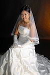 Thai Women In Wedding Dresses Stock Photo