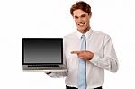 The Brand New Laptop Is Out For Sale Stock Photo