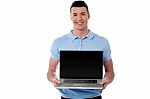 The Brand New Laptop Is Out For Sale Stock Photo