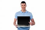 The Brand New Laptop Is Out For Sale Stock Photo