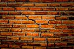 The Crack Wall From Brick And Brick Background, Red Crack Brick And Pattern Of Crack Brick Wall Background Stock Photo