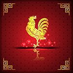 The Gold  Rooster  And Background Stock Photo