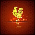 The Gold  Roosters And Orange Background Stock Photo