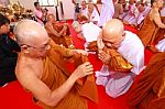 The New Monks In Buddhist Ordination Stock Photo