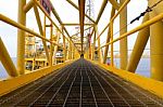 The Pathway Bridge Of Offshore Oil Rig Stock Photo