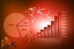 The Stock Market Graph With  Pie Chart And World Stock Photo