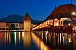 The Water Tower (wasserturm) Beside The Chapel Bridge (kapellbru Stock Photo