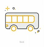 Thin Line Icons, Bus Stock Photo