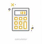 Thin Line Icons, Calculator Stock Photo