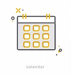 Thin Line Icons, Calendar Stock Photo