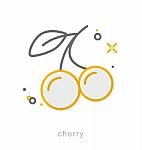 Thin Line Icons, Cherry Stock Photo