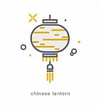 Thin Line Icons, Chinese Lantern Stock Photo