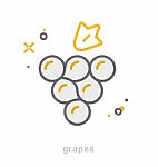 Thin Line Icons, Grapes Stock Photo