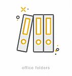 Thin Line Icons, Office Folders Stock Photo