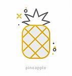 Thin Line Icons, Pineapple Stock Photo