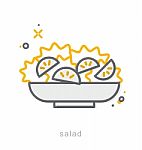 Thin Line Icons, Salad Stock Photo