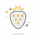 Thin Line Icons, Strawberry Stock Photo