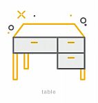 Thin Line Icons, Table Stock Photo